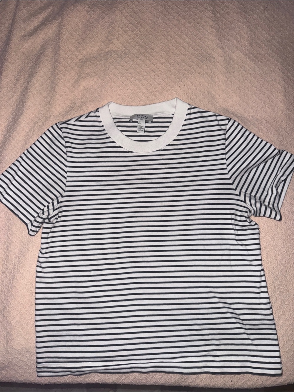 COS Black and White Striped Crewneck Tee